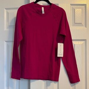 Athleta Hot Pink Momentum Printed Top Long Sleeve NWT